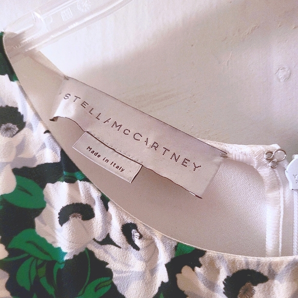 Stella McCartney Odile Floral Colorblock Dress Green white orange sleeveless sm - Picture 7 of 7